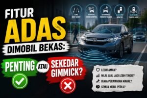 Fitur ADAS pada mobil bekas dengan teknologi lane keep assist, adaptive cruise control, blind spot monitor, dan autonomous emergency braking.
