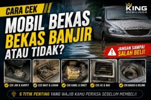 Thumbnail mobil bekas terendam banjir dengan panduan mengecek jok, karpet, baut, kabel, AC, bagasi, dan kolong mobil.